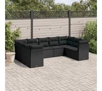 vidaXL 9-delige Loungeset met kussens poly rattan zwart3249964 G