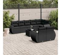 Vidaxl Salon De Jardin 9 Pcs Avec Coussins Noir Résine Tressée
