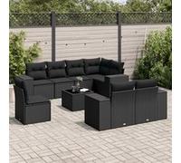Vidaxl Salon De Jardin 9 Pcs Avec Coussins Noir Résine Tressée