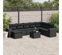 Vidaxl Salon De Jardin 9 Pcs Avec Coussins Noir Résine Tressée