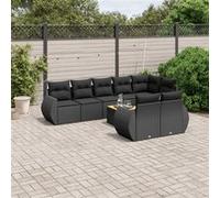 vidaXL 9-delige Loungeset met kussens poly rattan zwart3257420 G