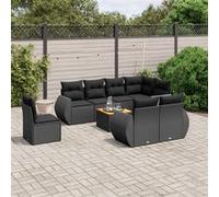 Salon de Jardin avec Coussins Canapés Patio 9 pcs Noir Résine Tressée vidaXL