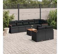Vidaxl Salon De Jardin 9 Pcs Avec Coussins Noir Résine Tressée