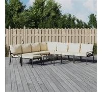 vidaXL 9-delige Loungeset met kussens staal zandkleurig3187960 Sable G