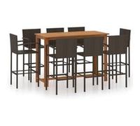 Vidaxl Ensemble De Bar De Jardin 9 Pcs Marron