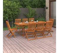Bois d'Acacia Massif Mobilier à Dîner de Jardin 9 pcs Salle à Manger vidaXL