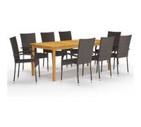 Ensemble de Salle à Manger de Jardin 9 pcs Noir Mobilier à Dîner Patio vidaXL