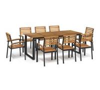 9-delige Tuinset massief acaciahout en metaal3155405
