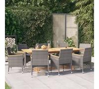 vidaXL 9-delige Tuinset met kussens grijs3103589 Gris G