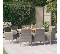 vidaXL 9-delige Tuinset met kussens grijs3103599 Gris G