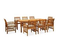 Vidaxl Mobilier À Dîner De Jardin 9 Pcs Avec Coussins Acacia Solide