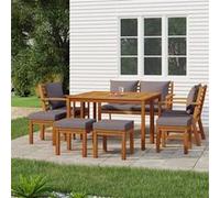 vidaXL – Ensemble de salle à manger de jardin 9 pièces – Bois acacia – Coussins