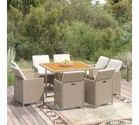vidaXL 9-delige Tuinset met kussens poly rattan beige3095528 Beige G