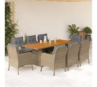 vidaXL 9-delige Tuinset met kussens poly rattan beige3211903 Beige G
