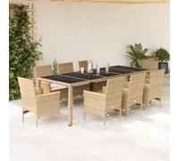 vidaXL 9-delige Tuinset met kussens poly rattan en glas beige3278737 Beige G