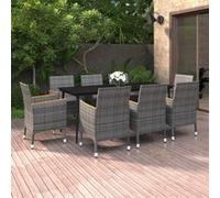 Ensemble à Dîner de Jardin Coussins 5 pcs Résine Tressée Verre Patio vidaXL