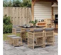vidaXL 9-delige Tuinset met kussens poly rattan gemengd beige3211680 Beige G