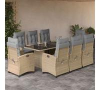 Vidaxl Ensemble À Manger De Jardin Et Coussins 9 Pcs Mélange Beige