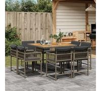 Vidaxl Ensemble À Manger De Jardin 9 Pcs Coussins Gris Résine Tressée