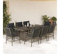 vidaXL 9-delige Tuinset met kussens poly rattan grijs3212061 G