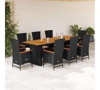 vidaXL 9-delige Tuinset poly rattan zwart3277524 Noir G