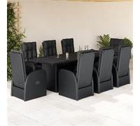 vidaXL 9-delige Tuinset poly rattan zwart3277643 G