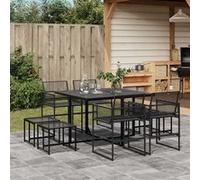 Vidaxl Ensemble À Manger De Jardin 9 Pcs Noir Résine Tressée