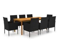 Ensemble de Salle à Manger de Jardin 9 pcs Table et Chaises de Repas de Patio Mobilier à Dîner de Terrasse Mobilier d'Extérieur Noir