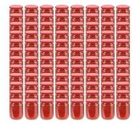vidaXL Pots à confiture avec couvercle Verre 230 ml Rouge x96