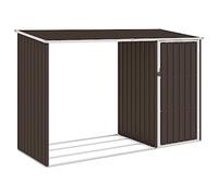 vidaXL Abri à Bois de Jardin Hangar de Stockage d'Outils Abri de Rangement Remise en Rondins Cabane Extérieur Marron 245x98x159 cm Acier Galvanisé