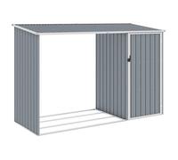 vidaXL Abri à bois de jardin 46294 – 245×98×159 cm – Acier galvanisé Gris