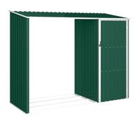 vidaXL Abri à Bois de Jardin Hangar de Stockage d'Outils Abri de Rangement Remise en Rondins Cabane Extérieur Vert 245x98x159 cm Acier Galvanisé
