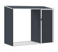 vidaXL Abri à Bois de Jardin Hangar de Stockage d'Outils Abri de Rangement Remise en Rondins Cabane Extérieur Anthracite 245x98x159 cm Acier Galvanisé