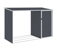 vidaXL Abri à Bois de Jardin Hangar de Stockage d'Outils Abri de Rangement Remise en Rondins Cabane Extérieur Anthracite 245x98x159 cm Acier Galvanisé