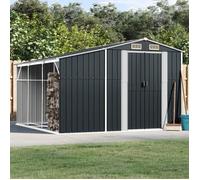 vidaXL Abri de jardin – Cabane à outils avec poignées, toit incliné – Anthracite 277x279x179 cm