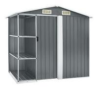 vidaXL Abri de jardin avec étagère Gris 205x130x183 cm Fer