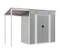 vidaXL Abri de jardin 364525 – Toit prolongé, poignées – Gris
