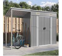 vidaXL Abri de jardin 364525 – Toit prolongé, poignées – Gris