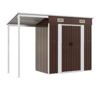 Vidaxl Abri De Jardin Avec Toit Prolongé Marron 277x110,5x181 Cm Acier