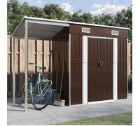 vidaXL Abri de jardin 364527 – Toit prolongé, cabane à outils avec poignées – Marron