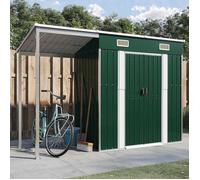 vidaXL Abri de jardin avec toit prolongé 277×107×181 cm Acier Vert