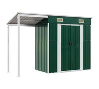vidaXL Abri de Jardin avec Toit prolongé Vert 277x107x181 cm Acier, Rangement de Jardin, abri à Outils de Jardin, Rangement de Jardin pour Outils