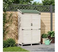vidaXL Abri de Jardin Blanc 106,5 x 56 x 176 cm Bois d'ingénierie, Abri de Jardin, Structure en Bois rectangulaire, Espace pour Outils, Rangement étanche pour Le Jardin