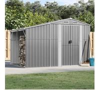 vidaXL Abri de Jardin, Cabane à Outils avec Poignées, Remise à Outils avec Toit Inclinable, Abri de Rangement Terrasse, Gris 277x192,5x179 cm Acier Galvanisé