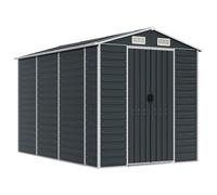 vidaXL Abri de Jardin, Cabane à Outils avec Poignées, Remise à Outils avec Toit Inclinable, Abri de Rangement Patio, Anthracite 191x300x198 cm Acier Galvanisé