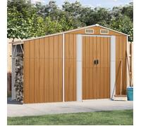 vidaXL Abri de jardin Cabane à outils 277×93×179 cm Marron Acier galvanisé Toit inclinable, poignées
