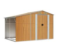 vidaXL Abri de Jardin, Cabane à Outils avec Poignées, Remise à Outils avec Toit Inclinable, Abri de Rangement, Marron Clair 277x192,5x179 cm Acier Galvanisé