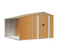 vidaXL Abri de Jardin, Cabane à Outils avec Poignées, Remise à Outils avec Toit Inclinable, Abri de Rangement, Marron Clair 277x279x179 cm Acier Galvanisé