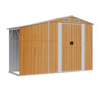 vidaXL Abri de Jardin, Cabane à Outils avec Poignées, Remise à Outils avec Toit Inclinable, Abri de Rangement Terrasse, Marron 277x93x179 cm Acier Galvanisé