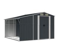 vidaXL Abri de Jardin, Cabane à Outils avec Poignées, Remise à Outils avec Toit Inclinable, Abri de Rangement Patio, Anthracite 277x279x179 cm Acier Galvanisé